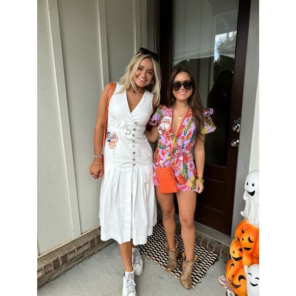 EUDON CHOI COLLECTIVE White Pleated Sleeveless V-Neck Button Maxi Dress Size 6 - Picture 14 of 15